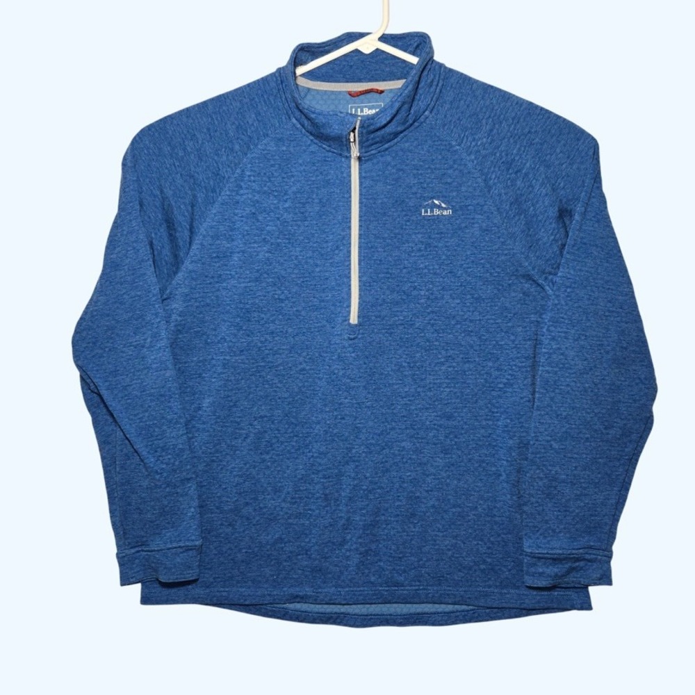 LL Bean Adventure Grid Fleece Slightly Fitted 1/4 Zip Pullover Mens Large READ